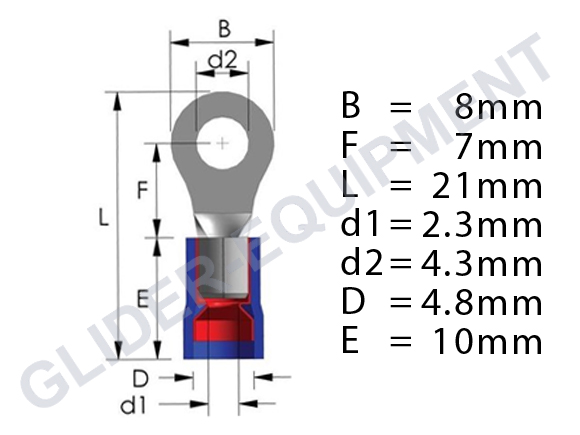 Tirex kabelschoen M4 / 1.5 - 2.5mm² blauw [D08028]